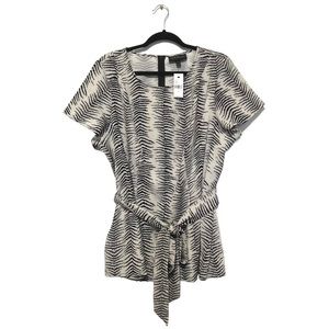 Lane Bryant Womens Plus Size 18 Empire Waist Tie Belt Babydoll Peplum Blouse Top